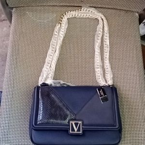 Victoria’s Secret  Womens Crossbody Bag Navy Blue Gold Shoulder Bag